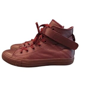 CONVERSE ALL-STAR BREA MAROON HI- TOP SNEAKERS WITH STRAP. SIZE 8